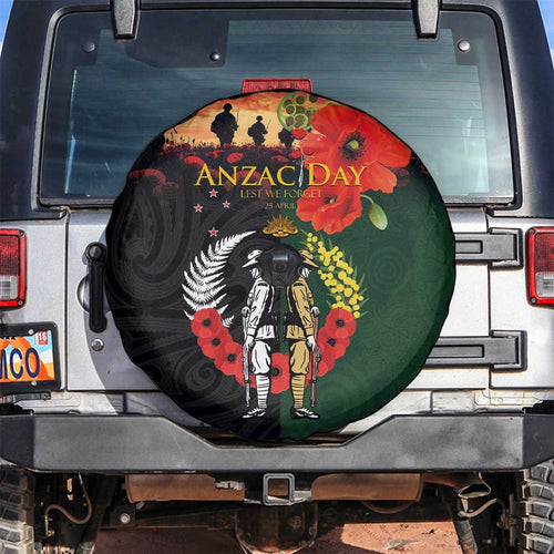 New Zealand and Australia ANZAC Day Spare Tire Cover Lest We Forget Indigenous and Maori Pattern