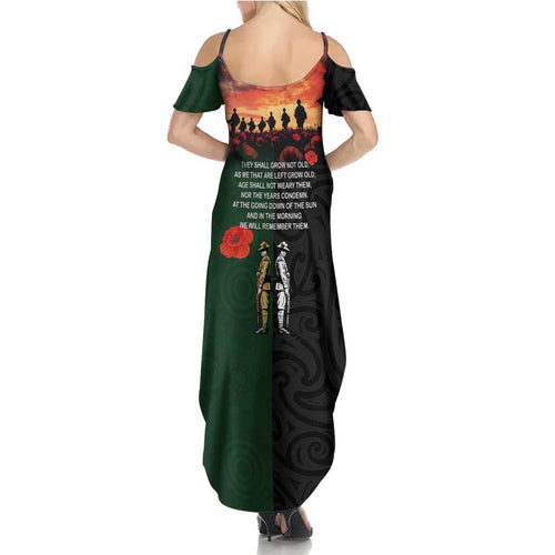 New Zealand and Australia ANZAC Day Summer Maxi Dress Lest We Forget Indigenous and Maori Pattern