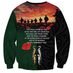 New Zealand and Australia ANZAC Day Sweatshirt Lest We Forget Indigenous and Maori Pattern