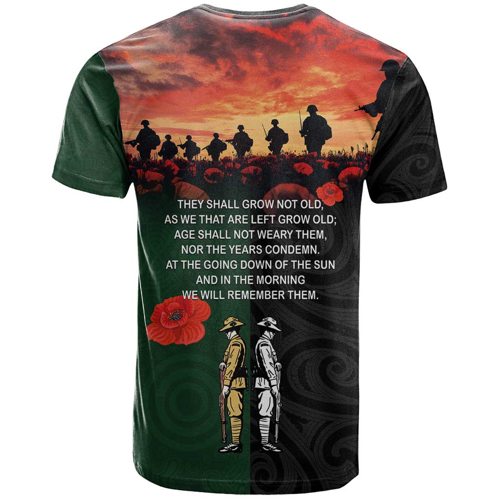 New Zealand and Australia ANZAC Day T Shirt Lest We Forget Indigenous and Maori Pattern