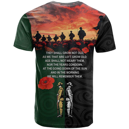 New Zealand and Australia ANZAC Day T Shirt Lest We Forget Indigenous and Maori Pattern