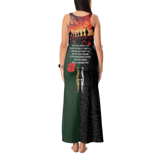 New Zealand and Australia ANZAC Day Tank Maxi Dress Lest We Forget Indigenous and Maori Pattern