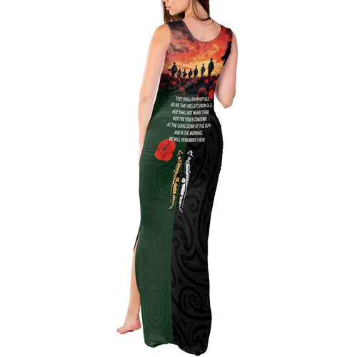 New Zealand and Australia ANZAC Day Tank Maxi Dress Lest We Forget Indigenous and Maori Pattern