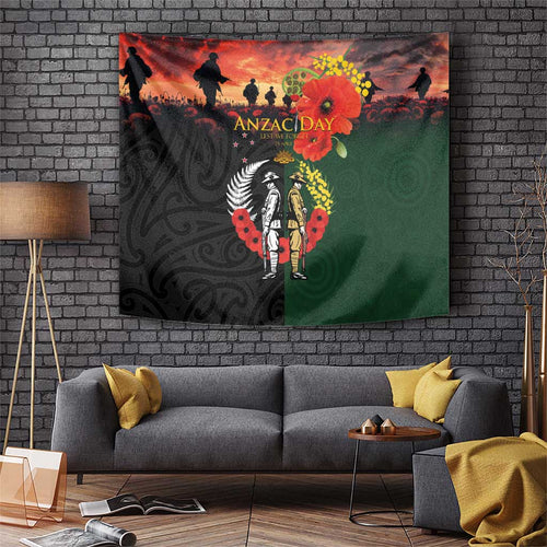New Zealand and Australia ANZAC Day Tapestry Lest We Forget Indigenous and Maori Pattern