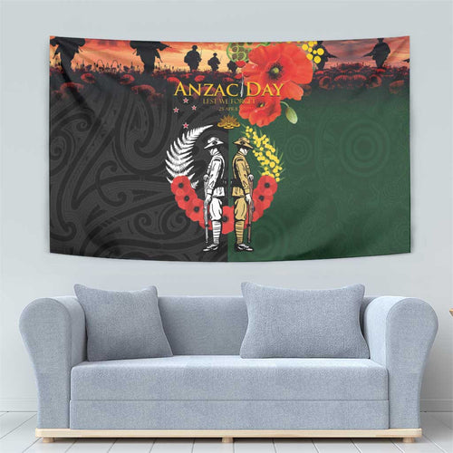 New Zealand and Australia ANZAC Day Tapestry Lest We Forget Indigenous and Maori Pattern