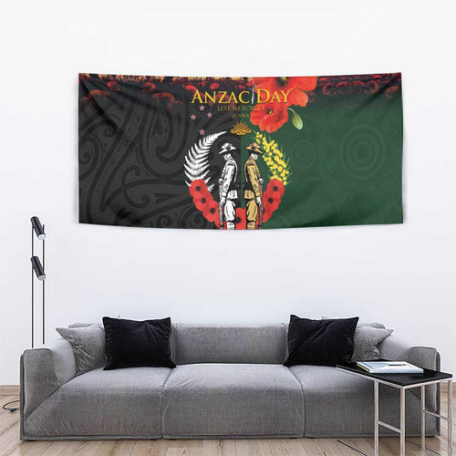 New Zealand and Australia ANZAC Day Tapestry Lest We Forget Indigenous and Maori Pattern