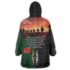 New Zealand and Australia ANZAC Day Wearable Blanket Hoodie Lest We Forget Indigenous and Maori Pattern