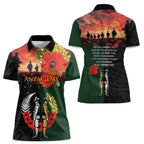 New Zealand and Australia ANZAC Day Women Polo Shirt Lest We Forget Indigenous and Maori Pattern