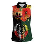 New Zealand and Australia ANZAC Day Women Sleeveless Polo Shirt Lest We Forget Indigenous and Maori Pattern