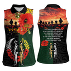 New Zealand and Australia ANZAC Day Women Sleeveless Polo Shirt Lest We Forget Indigenous and Maori Pattern