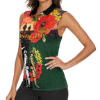 New Zealand and Australia ANZAC Day Women Sleeveless Polo Shirt Lest We Forget Indigenous and Maori Pattern