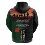 New Zealand and Australia ANZAC Day Zip Hoodie Lest We Forget Indigenous and Maori Pattern