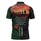 New Zealand and Australia ANZAC Day Zipper Polo Shirt Lest We Forget Indigenous and Maori Pattern