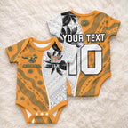 Custom Fiji and Australia Rugby Baby Onesie Tapa Mix Aboriginal Pattern Half Style