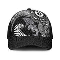 Aotearoa Maori Sea Animals Tribal Baseball Net Cap Manta Ray and Shark Moko Pattern Black Color