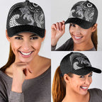 Aotearoa Maori Sea Animals Tribal Classic Cap Manta Ray and Shark Moko Pattern Black Color