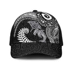 Aotearoa Maori Sea Animals Tribal Mesh Trucker Cap Manta Ray and Shark Moko Pattern Black Color