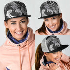 Aotearoa Maori Sea Animals Tribal Mesh Trucker Cap Manta Ray and Shark Moko Pattern Black Color