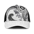 Aotearoa Maori Sea Animals Tribal Baseball Net Cap Manta Ray and Shark Moko Pattern White Color