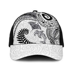 Aotearoa Maori Sea Animals Tribal Baseball Net Cap Manta Ray and Shark Moko Pattern White Color