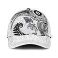 Aotearoa Maori Sea Animals Tribal Classic Cap Manta Ray and Shark Moko Pattern White Color