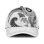 Aotearoa Maori Sea Animals Tribal Classic Cap Manta Ray and Shark Moko Pattern White Color