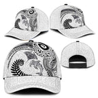Aotearoa Maori Sea Animals Tribal Classic Cap Manta Ray and Shark Moko Pattern White Color