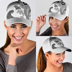 Aotearoa Maori Sea Animals Tribal Classic Cap Manta Ray and Shark Moko Pattern White Color