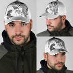 Aotearoa Maori Sea Animals Tribal Classic Cap Manta Ray and Shark Moko Pattern White Color