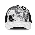 Aotearoa Maori Sea Animals Tribal Mesh Trucker Cap Manta Ray and Shark Moko Pattern White Color