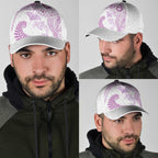 Aotearoa Maori Sea Animals Tribal Classic Cap Manta Ray and Shark Moko Pattern Pink Color