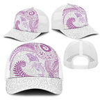 Aotearoa Maori Sea Animals Tribal Mesh Trucker Cap Manta Ray and Shark Moko Pattern Pink Color