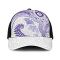 Aotearoa Maori Sea Animals Tribal Baseball Net Cap Manta Ray and Shark Moko Pattern Purple Color