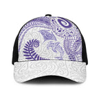 Aotearoa Maori Sea Animals Tribal Baseball Net Cap Manta Ray and Shark Moko Pattern Purple Color