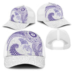 Aotearoa Maori Sea Animals Tribal Mesh Trucker Cap Manta Ray and Shark Moko Pattern Purple Color