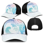Aotearoa Maori Sea Animals Tribal Baseball Net Cap Manta Ray and Shark Moko Pattern Sweet Pastel
