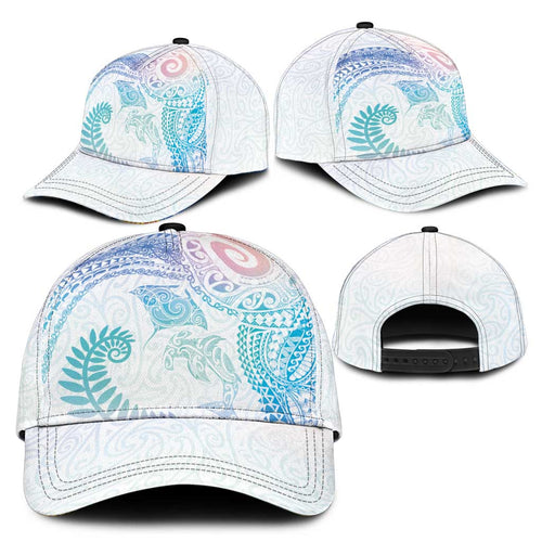 Aotearoa Maori Sea Animals Tribal Classic Cap Manta Ray and Shark Moko Pattern Sweet Pastel