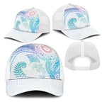 Aotearoa Maori Sea Animals Tribal Mesh Trucker Cap Manta Ray and Shark Moko Pattern Sweet Pastel