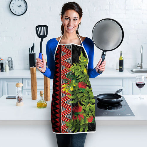 Maori Tukutuku Apron with Ferns Pohutukawa and Kowhai Tribal Moko Patterns