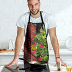 Maori Tukutuku Apron with Ferns Pohutukawa and Kowhai Tribal Moko Patterns