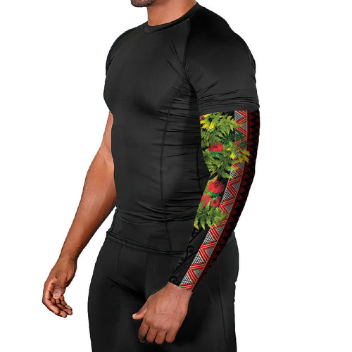 Maori Tukutuku Arm Sleeves with Ferns Pohutukawa and Kowhai Tribal Moko Patterns