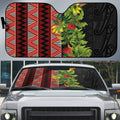 Maori Tukutuku Auto Sun Shade with Ferns Pohutukawa and Kowhai Tribal Moko Patterns