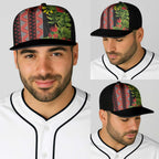 Maori Tukutuku Baseball Net Cap with Ferns Pohutukawa and Kowhai Tribal Moko Patterns