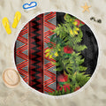 Maori Tukutuku Beach Blanket with Ferns Pohutukawa and Kowhai Tribal Moko Patterns