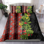 Maori Tukutuku Bedding Set with Ferns Pohutukawa and Kowhai Tribal Moko Patterns