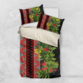Maori Tukutuku Bedding Set with Ferns Pohutukawa and Kowhai Tribal Moko Patterns