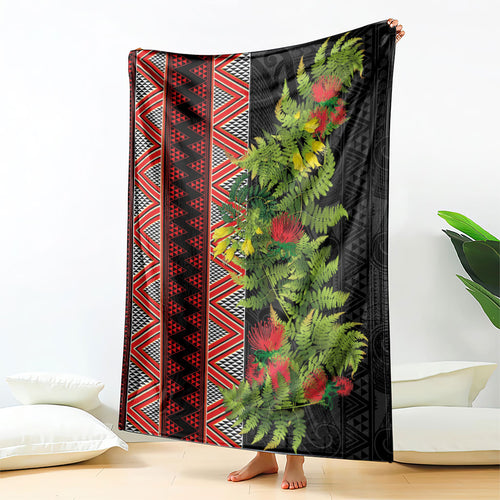 Maori Tukutuku Blanket with Ferns Pohutukawa and Kowhai Tribal Moko Patterns