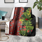 Maori Tukutuku Blanket with Ferns Pohutukawa and Kowhai Tribal Moko Patterns