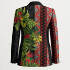 Maori Tukutuku Blazer with Ferns Pohutukawa and Kowhai Tribal Moko Patterns
