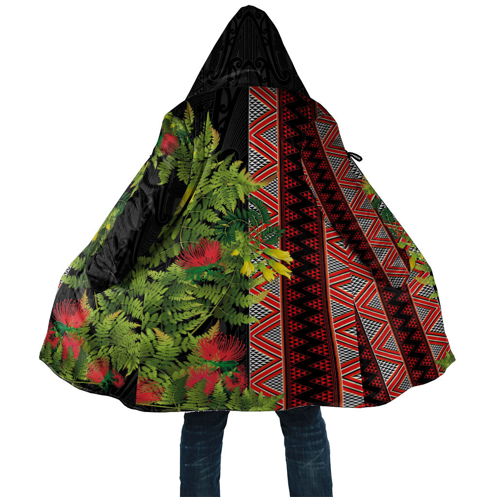 Maori Tukutuku Cloak with Ferns Pohutukawa and Kowhai Tribal Moko Patterns